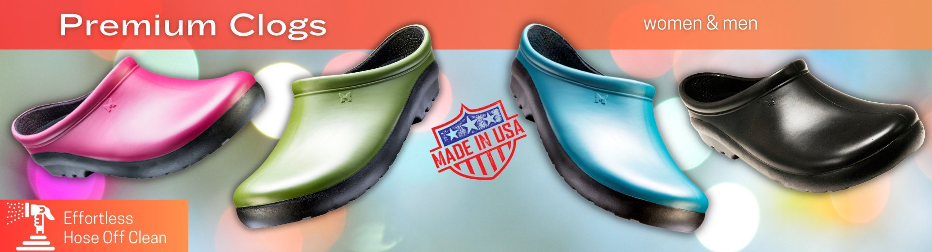 Premium clog made in USA Women's shoe hero banner